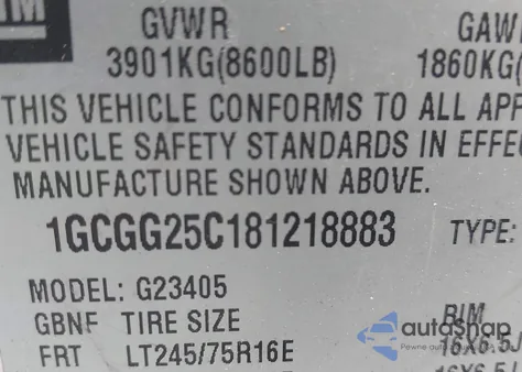 2008 Chevrolet Express Work Van from USA, damaged, VIN 1GCGG25C181218883